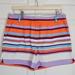 NEW J.‎ Crew Factory Textured Stripe Short 8 Orange Purple Blue Preppy Summer